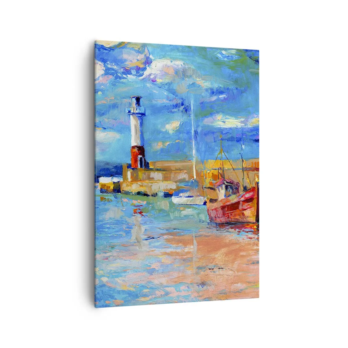 Canvastavla - Bild på duk - Eftermiddag i regnbågsviken - 70x100 cm