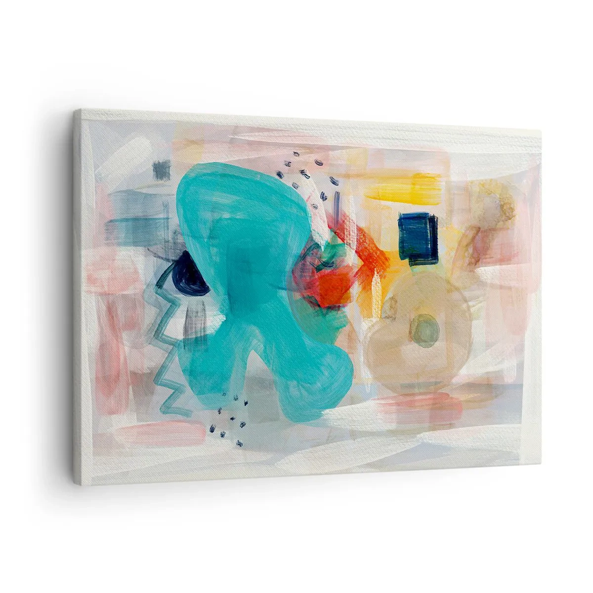 Canvastavla - Bild på duk - Abstrakta former och färger skapar en dynamisk komposition - 70x50cm - Ett färgglatt spel - Modern väggdekoration för vardagsrum och sovrum ARTTOR