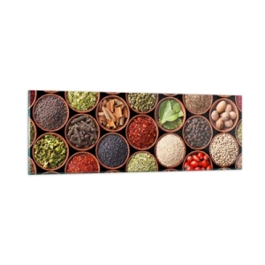 Glastavla - Bild på glas - Världens alla smaker - 90x30 cm