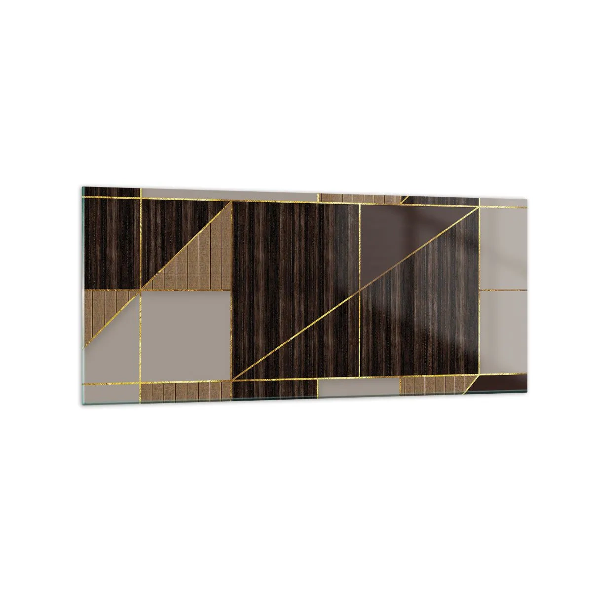 Glastavla - Bild på glas - Mosaik av brun och guld - 120x50 cm