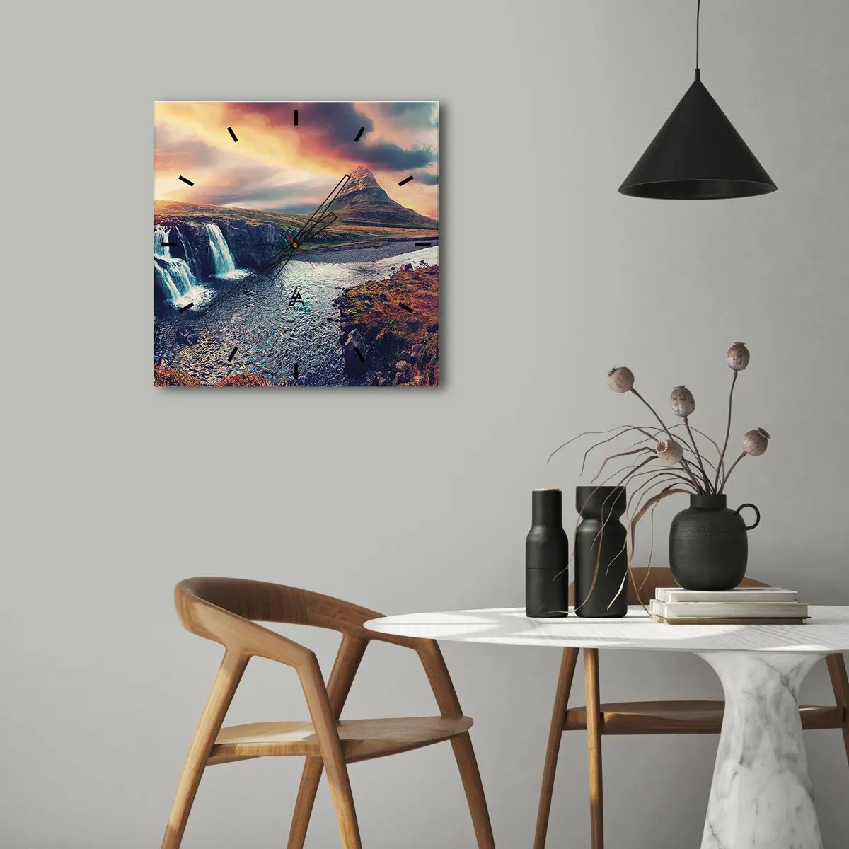 Väggklocka - Klocka på glas - I naturens majestät - 30x30 cm