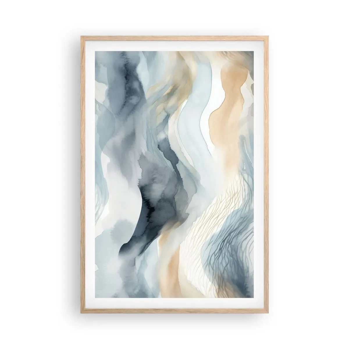 Affisch i ram av ljusek - Snöig och dimmig abstraktion - 61x91 cm