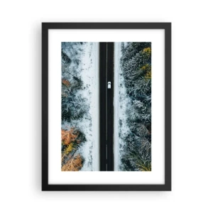 Affisch i svart ram - Genom vinterskogen - 30x40 cm