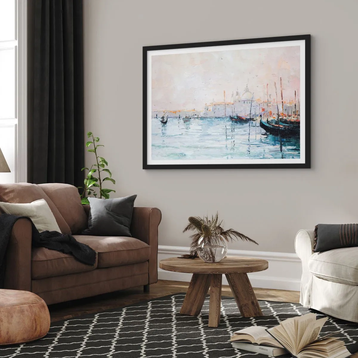 Affisch i svart ram - Bortom vatten, bortom dimma - 70x50 cm