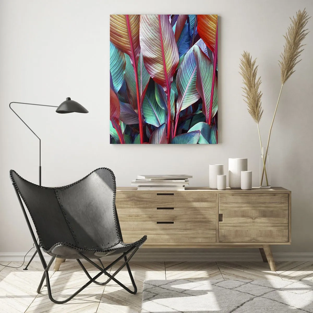 Glastavla - Bild på glas - En färgglad tätskog - 50x70 cm