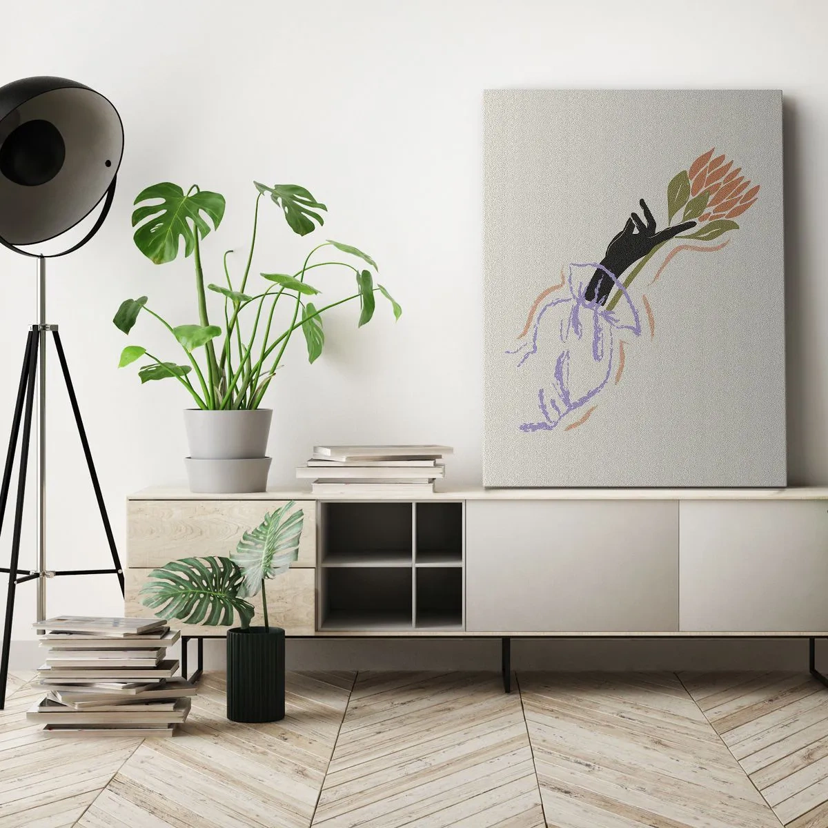 Canvastavla - Bild på duk - En systerlig beröring - 65x120 cm