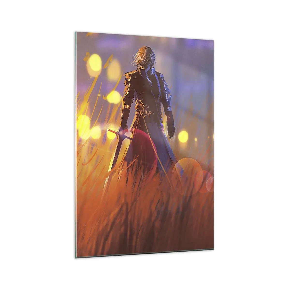 Glastavla - Bild på glas - Vandrande riddare - 70x100 cm