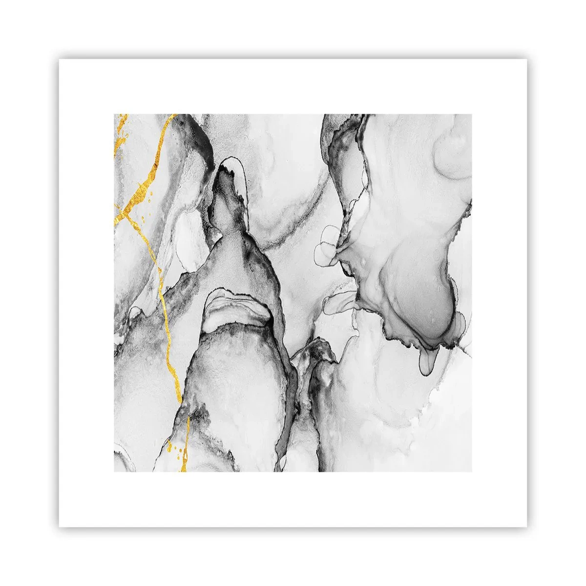 Affisch - Komposition med guldmotiv - 30x30 cm