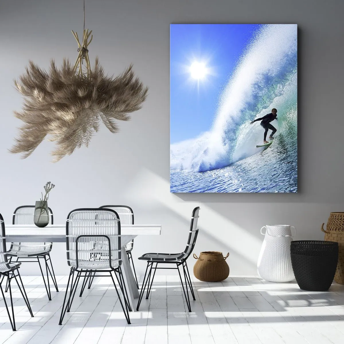Canvastavla - Bild på duk - Genom stora blåa - 45x80 cm