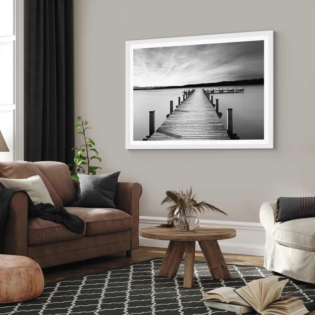 Affisch i vit ram - Vattnet - lugnet - 91x61 cm