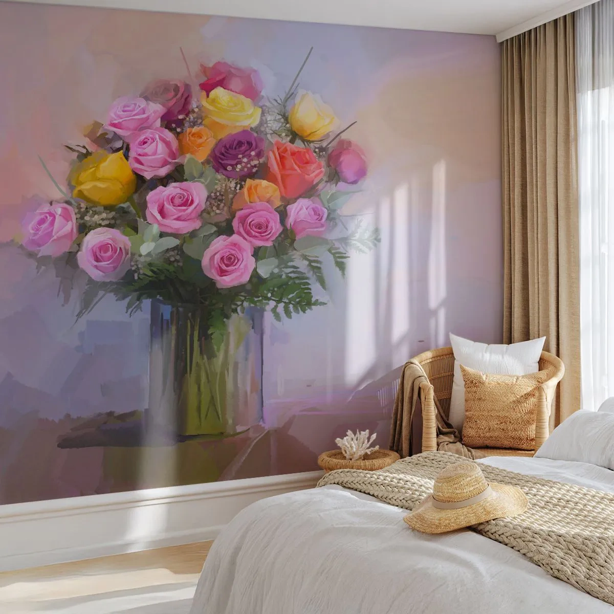 Fototapet Premium Sand - Stoppad skönhet - Vas med blommor, Blombukett, Bit - 100x70 cm