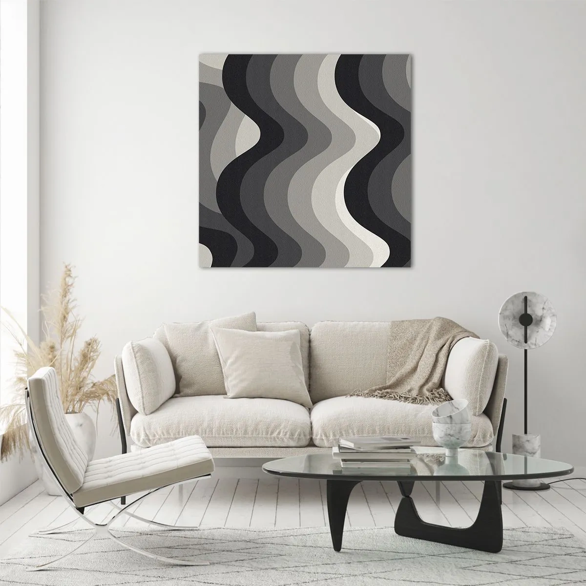 Glastavla - Bild på glas - Våg efter våg - 70x70 cm