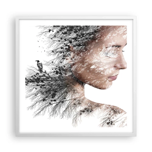 Affisch i vit ram - Skogens ande - 60x60 cm