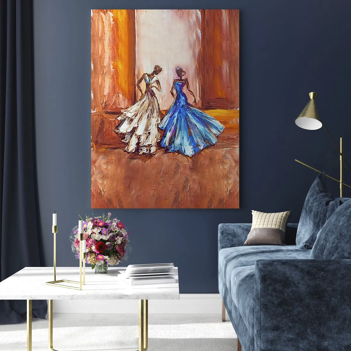 Glastavla - Bild på glas - Prydlig duett - 50x70 cm