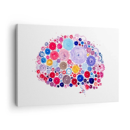 Canvastavla - Bild på duk - Färgglad abstrakt hjärna med blommotiv - 70x50cm - Naturens mest perfekta maskin - Modern väggdekoration för vardagsrum och sovrum ARTTOR
