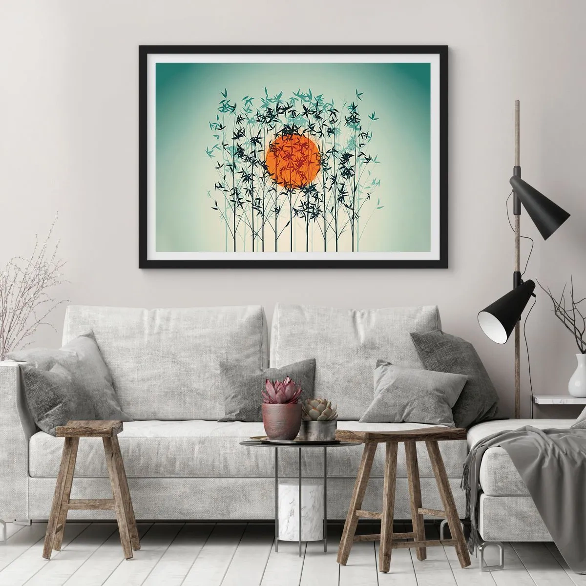 Affisch i svart ram - Japansk sol - 40x30 cm