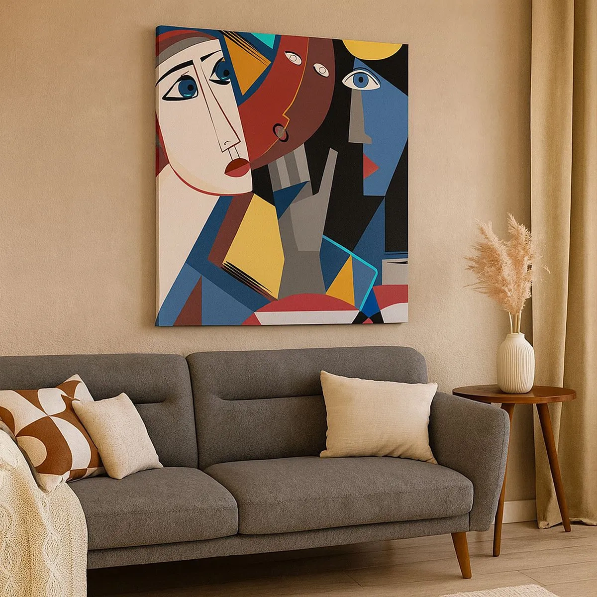 Canvastavla - Bild på duk - Kubistiskt samtal - 30x30 cm