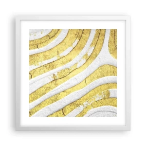 Affisch i vit ram - Komposition i vitt och guld - 40x40 cm
