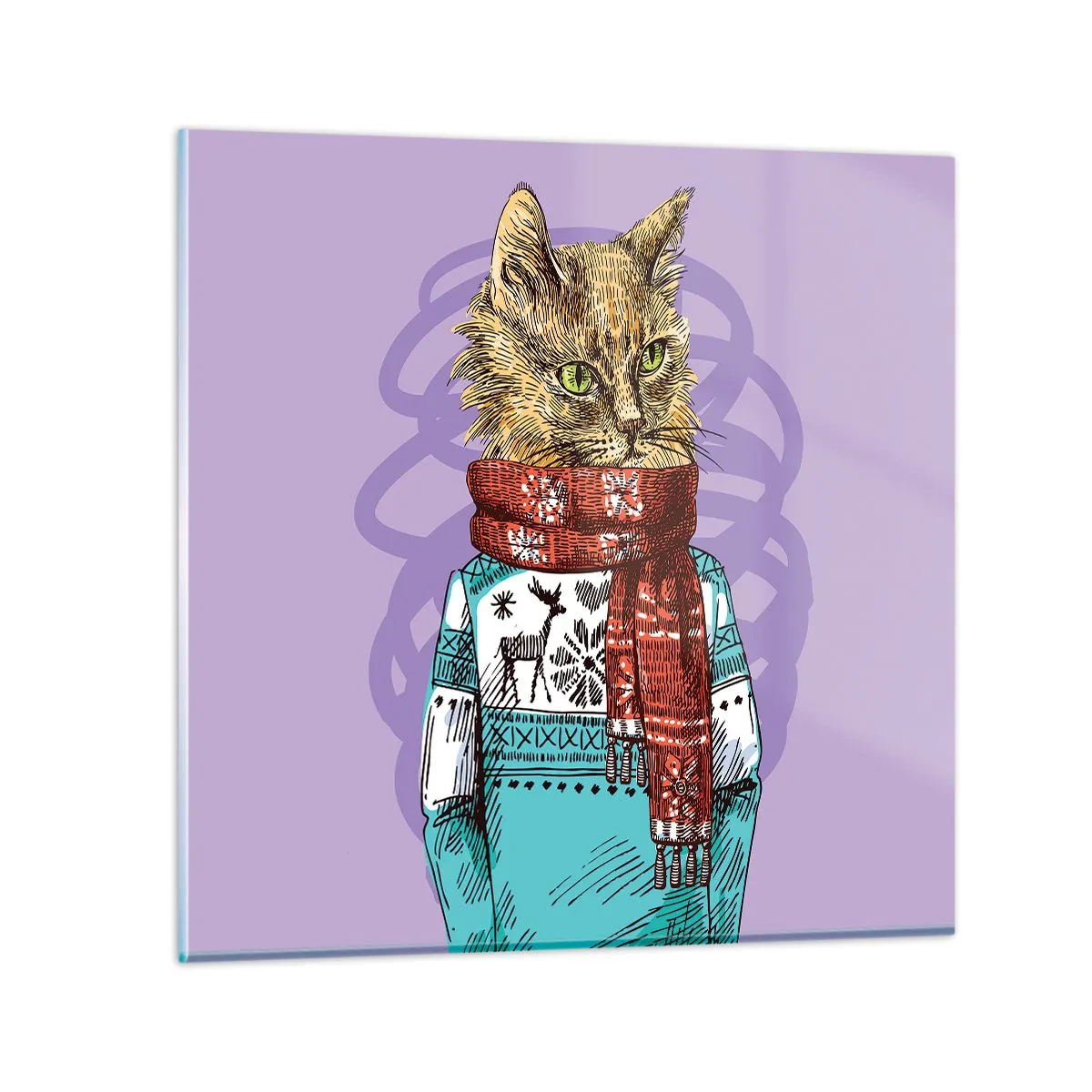 Glastavla - Bild på glas - Mästerkatten - 60x60 cm