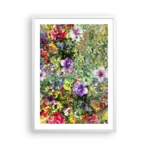 Affisch i vit ram - Ta en dopp i blommorna - 50x70 cm