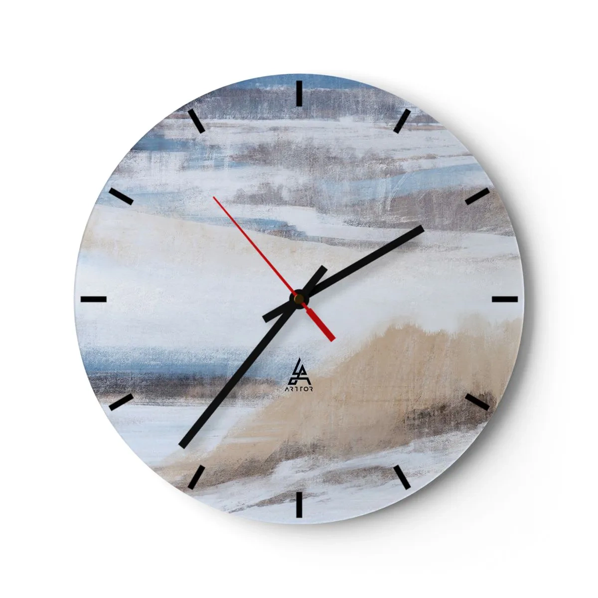 Väggklocka - Klocka på glas - Vinterkomposition - 40x40 cm