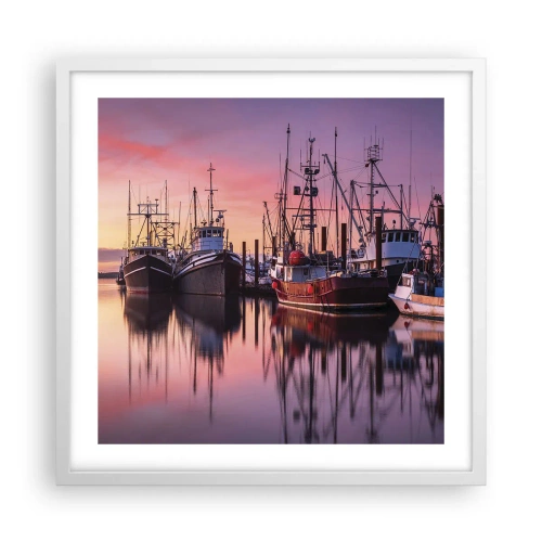 Affisch i vit ram - Inför nästa dag - 50x50 cm