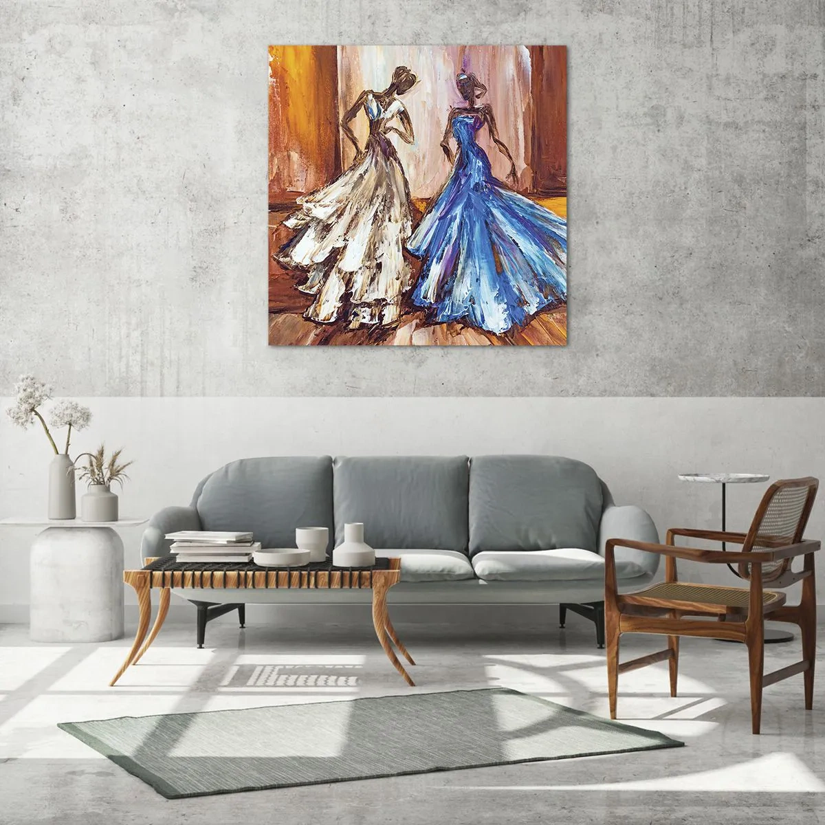 Glastavla - Bild på glas - Prydlig duett - 30x30 cm