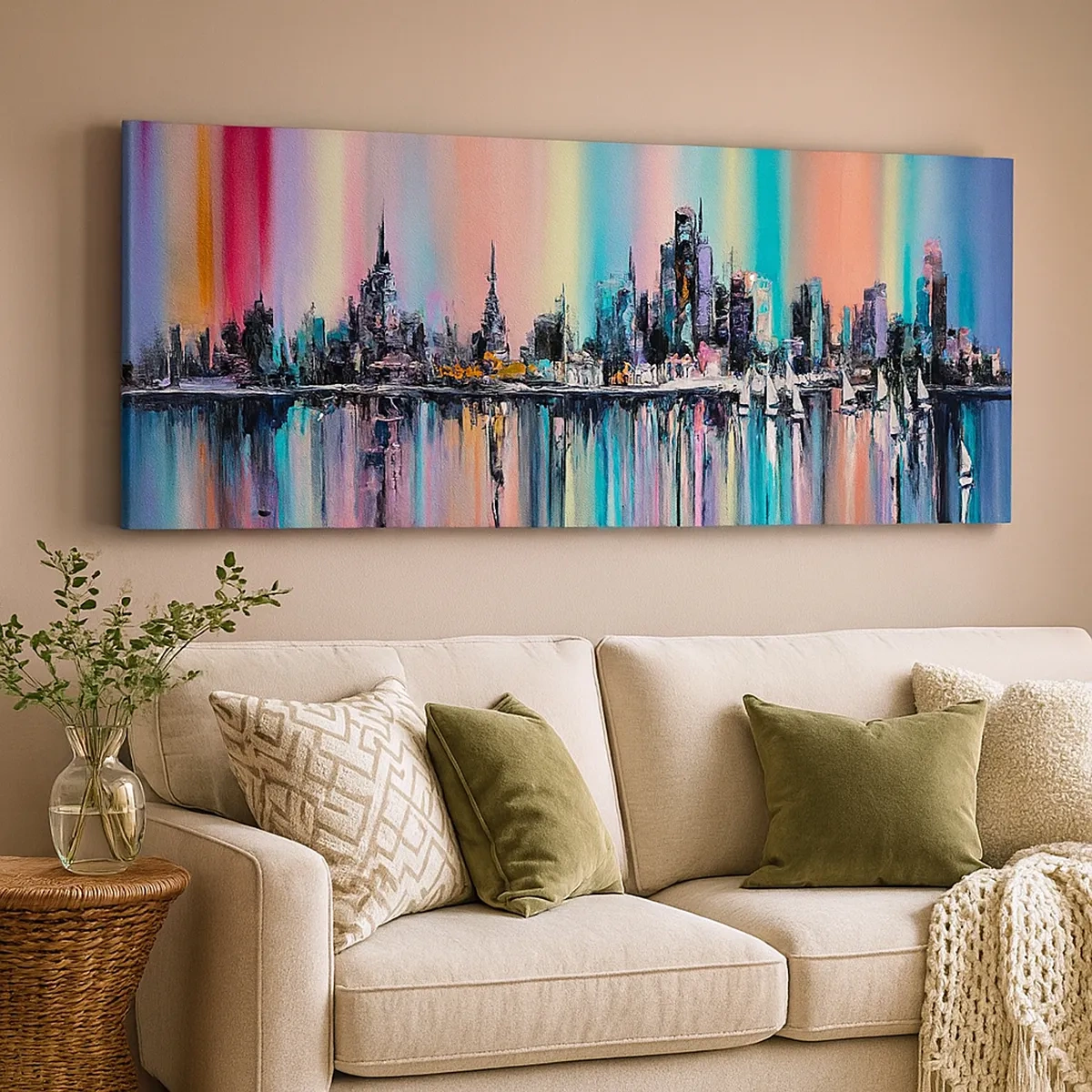 Canvastavla - Bild på duk - Nattens ljus - 30x30 cm