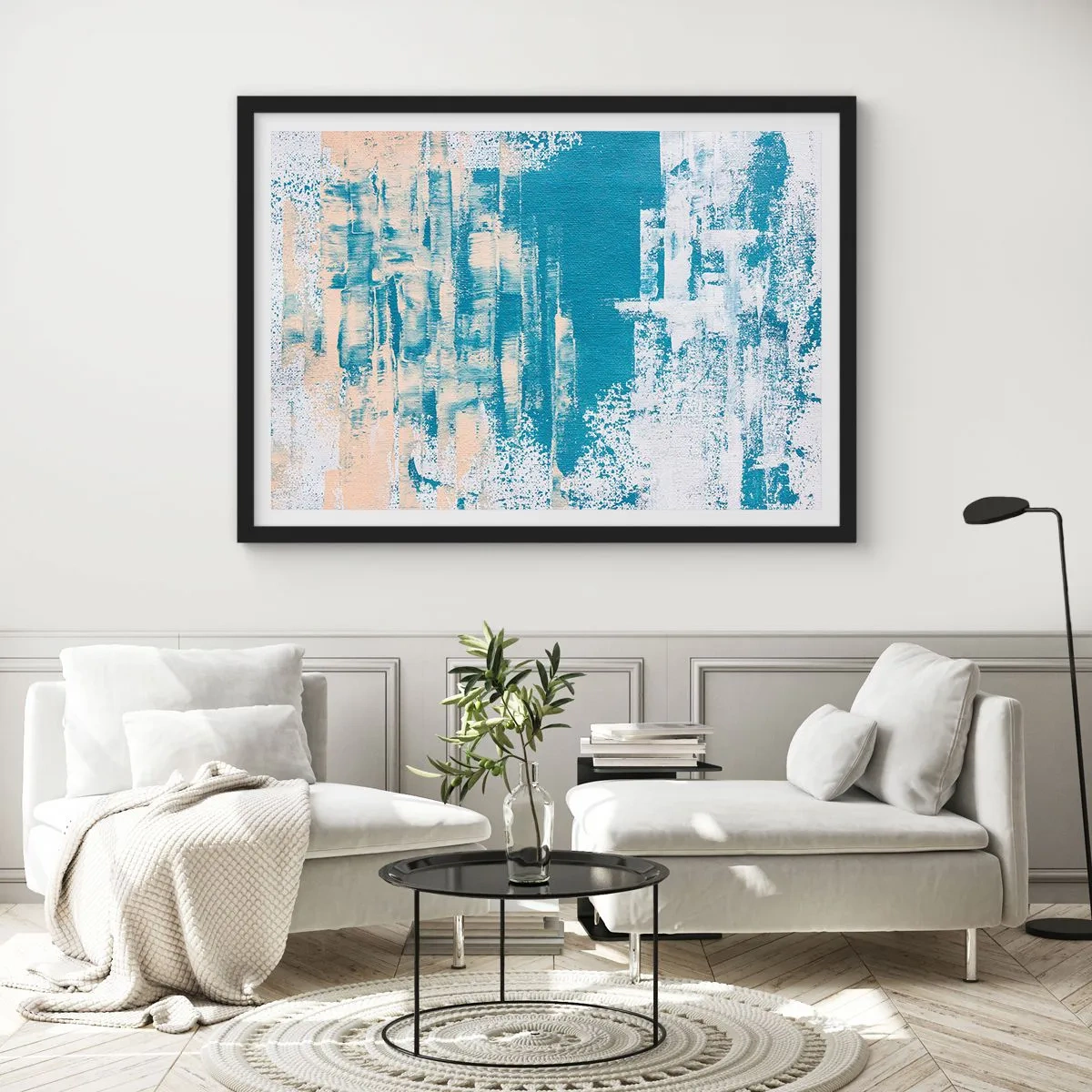 Affisch i svart ram - Genom istapp - 100x70 cm