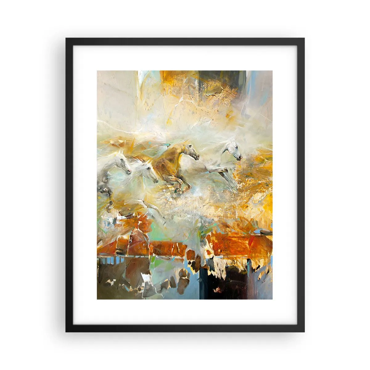 Affisch i svart ram - Galopp genom ljuset - 40x50 cm