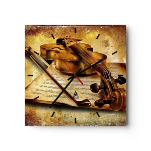 Väggklocka - Klocka på glas - Violspelare sökes nu - 30x30 cm