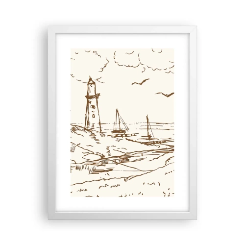 Affisch i vit ram - Sommarminnets kontur - 30x40 cm