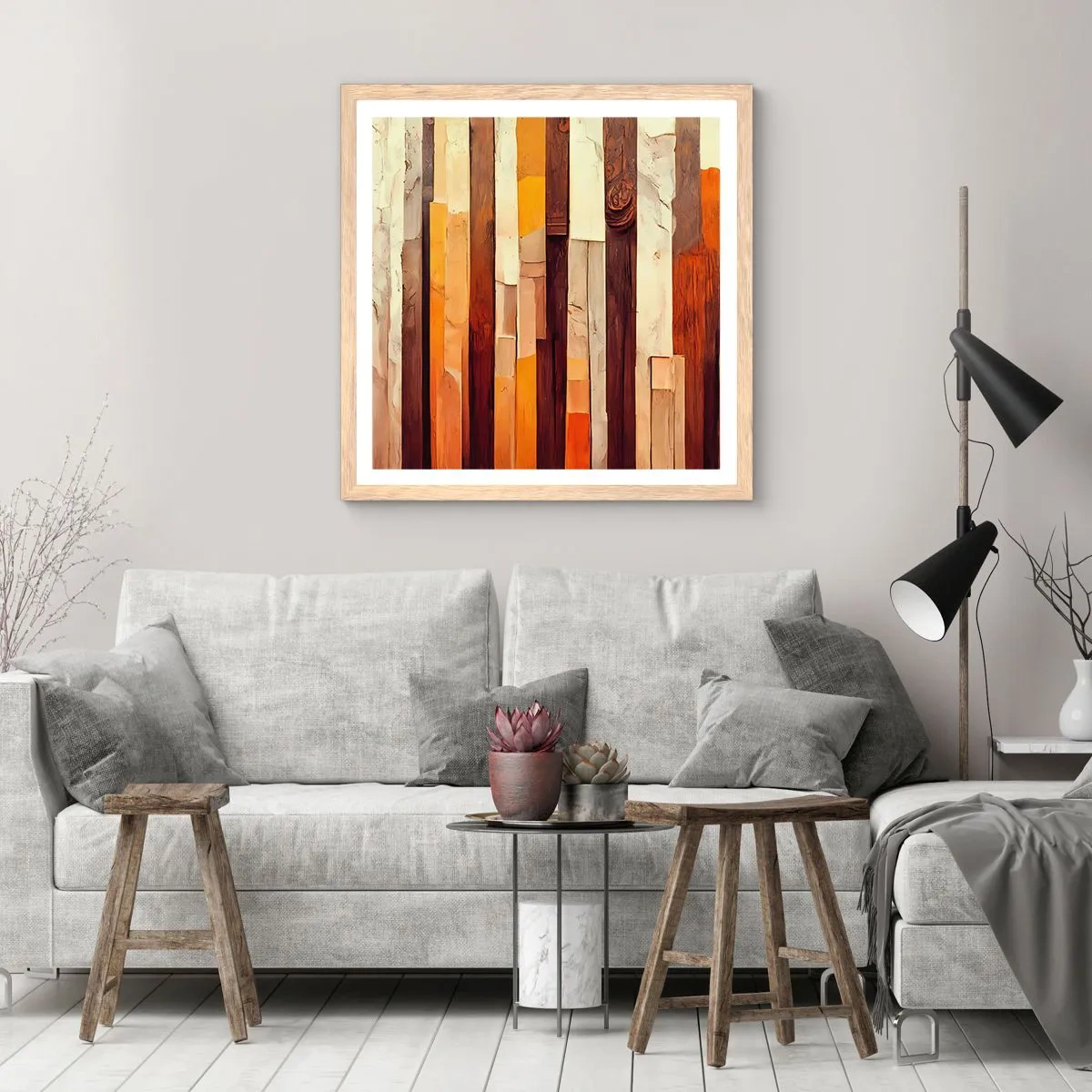 Affisch i ram av ljusek - Hymn av skogens träd - 60x60 cm