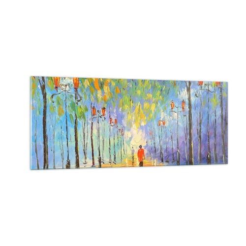 Glastavla - Bild på glas - Regnets nattvisa - 100x40 cm