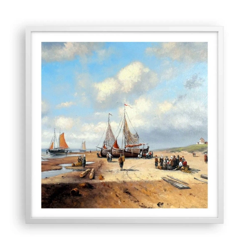 Affisch i vit ram - Efter en lyckad fångst - 60x60 cm