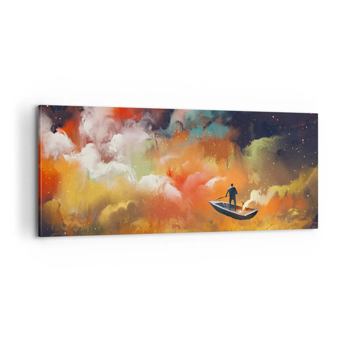 Canvastavla - Bild på duk - I båten genom galaxen - 100x40 cm