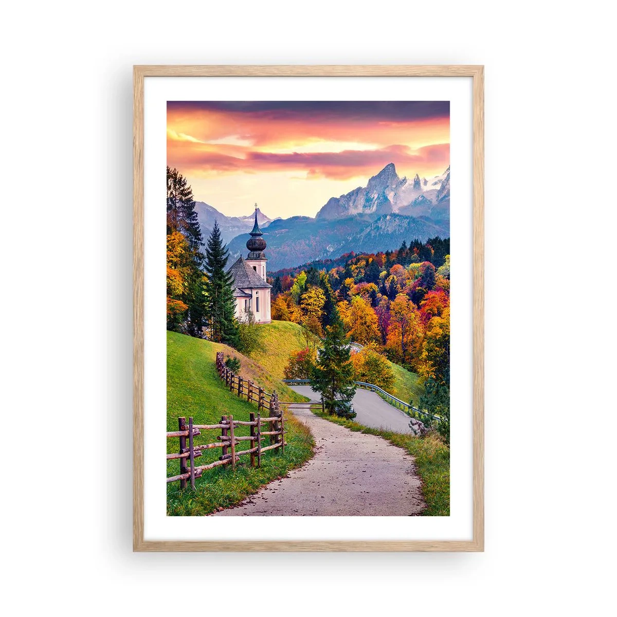 Affisch i ram av ljusek - Landskap som en målning - 50x70 cm