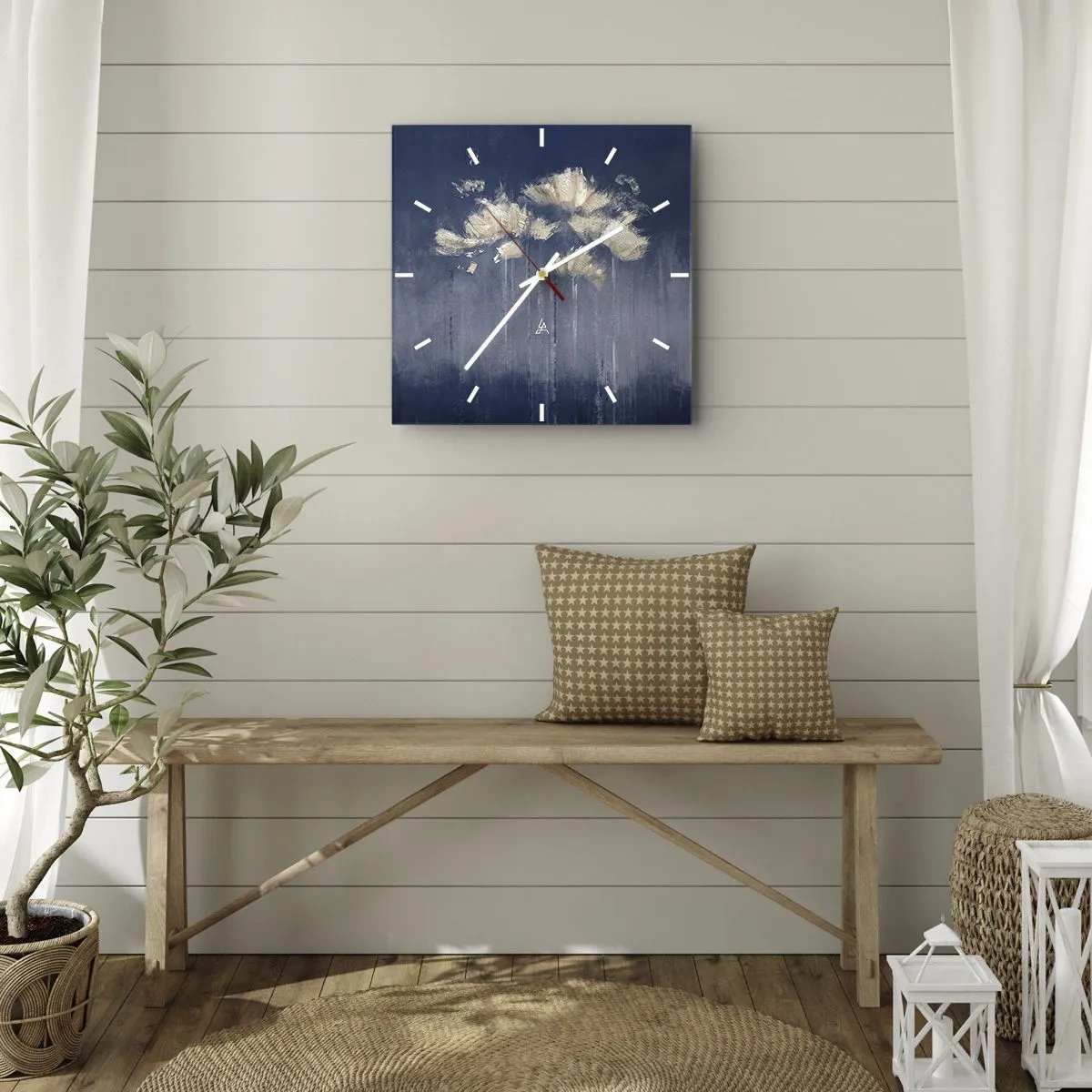 Väggklocka - Klocka på glas - Som kronblad i vinden - 40x40 cm