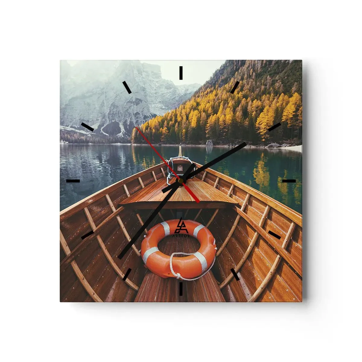 Väggklocka - Klocka på glas - Utflykt i fjällen - 40x40 cm