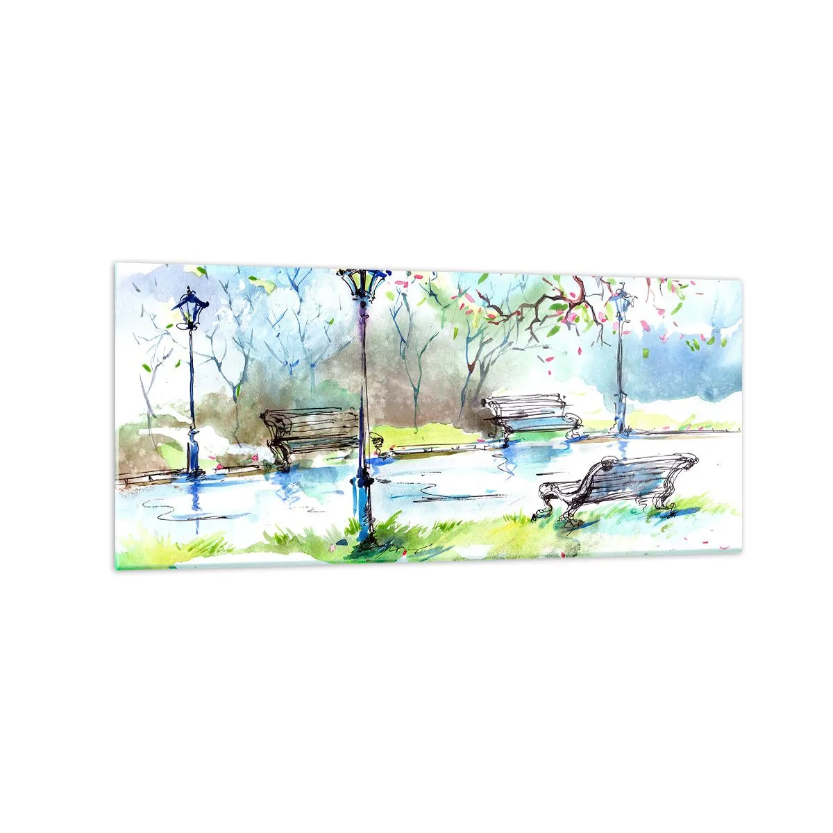 Glastavla - Bild på glas - Parktystnadens charm - 120x50 cm