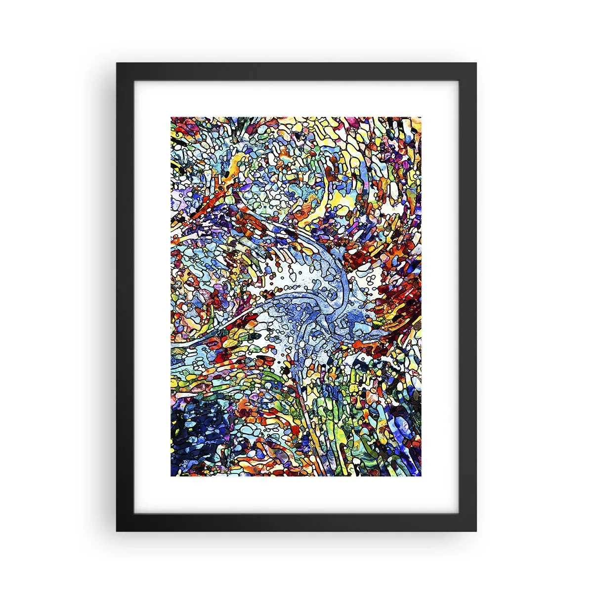 Affisch i svart ram - Glasmålning - droppar - 30x40 cm