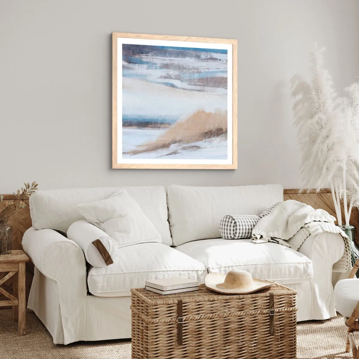 Affisch i ram av ljusek - Vinterkomposition - 60x60 cm