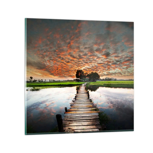 Glastavla - Bild på glas - Fäll ut armarna - andas - 70x70 cm