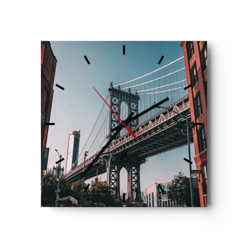 Väggklocka - Klocka på glas - Över stadens vågor - 40x40 cm