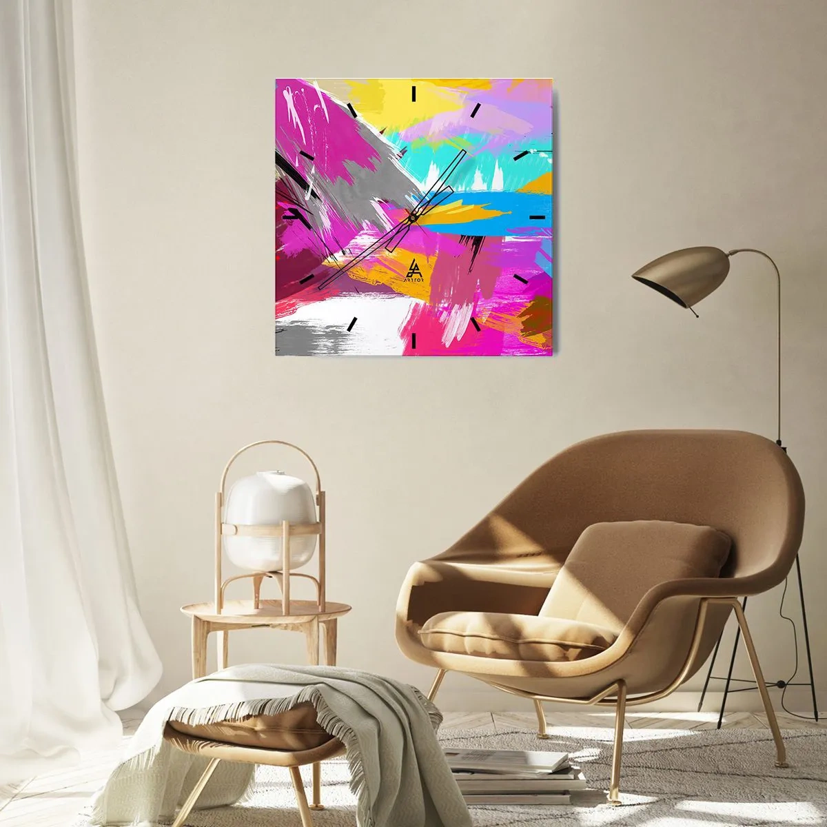 Väggklocka - Klocka på glas - Stryk, stryk, stryk en gång till - 40x40 cm