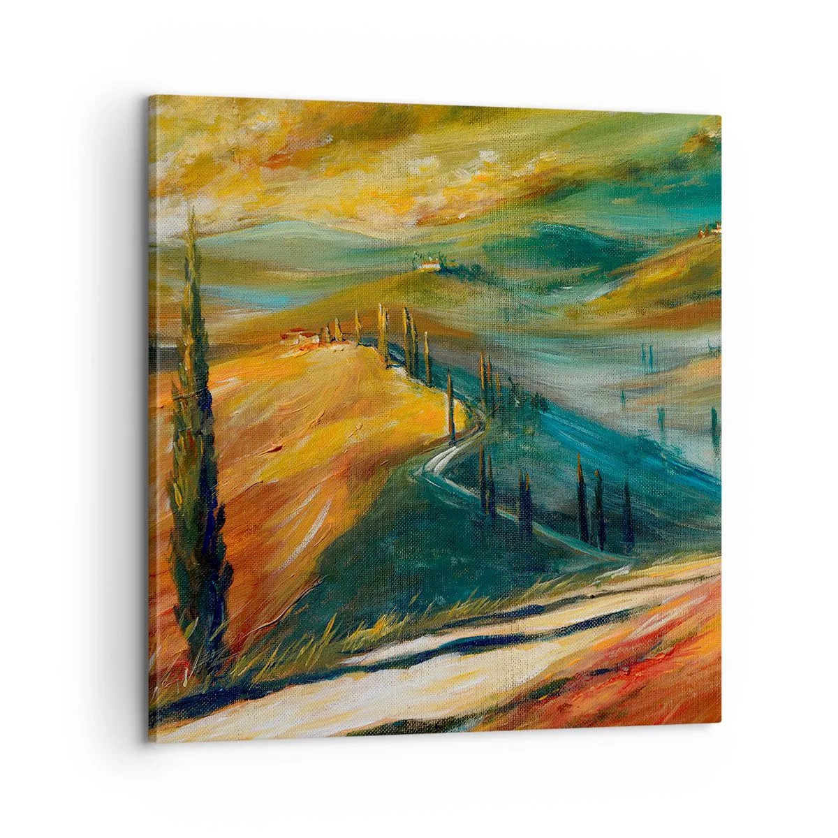 Canvastavla - Bild på duk - Toskanskt landskap - 60x60 cm
