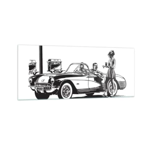 Glastavla - Bild på glas - 60. - sorglöst Amerika - 100x40 cm