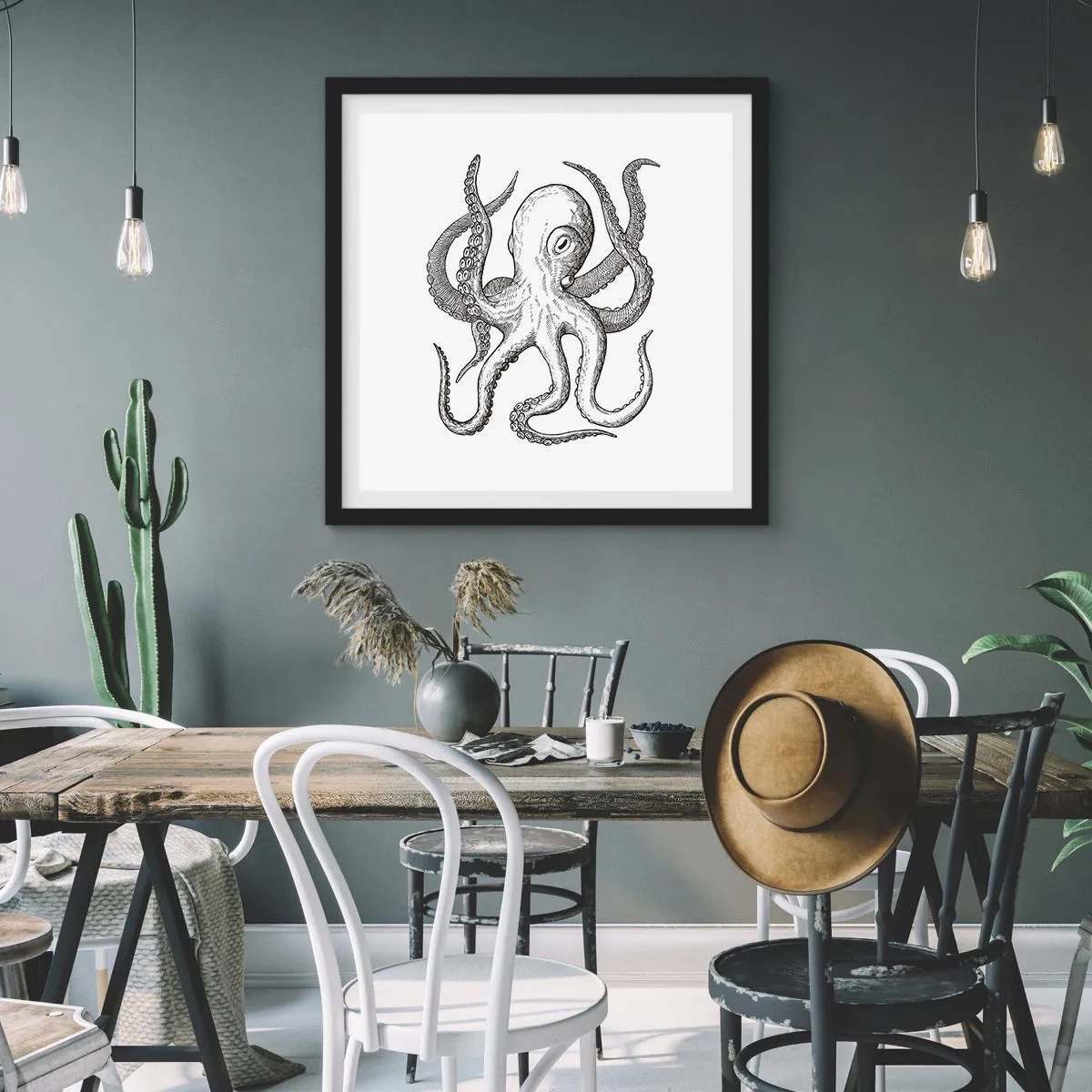 Affisch i svart ram - Dansar med vågorna - 60x60 cm