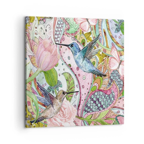 Canvastavla - Bild på duk - Inbäddade i klätterväxter - 60x60 cm