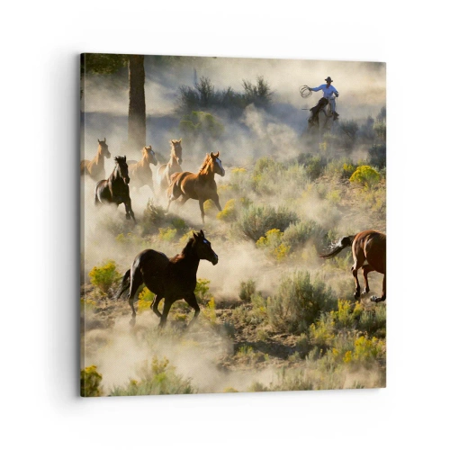 Canvastavla - Bild på duk - Tävlande - frihet eller manlig styrka? - 70x70 cm